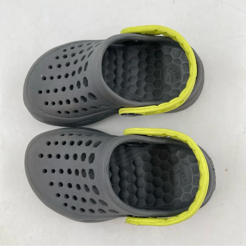 Joybees Unisex Toddler Gray Yellow Ventilated Mules Clogs Shoes - Size 4/5 Child